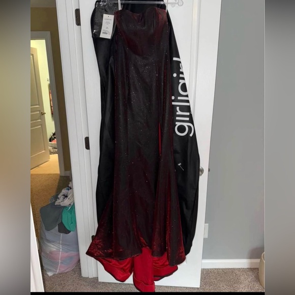 Sherri Hill Electric Wine Glitter Prom Dress - Picture 4 of 4